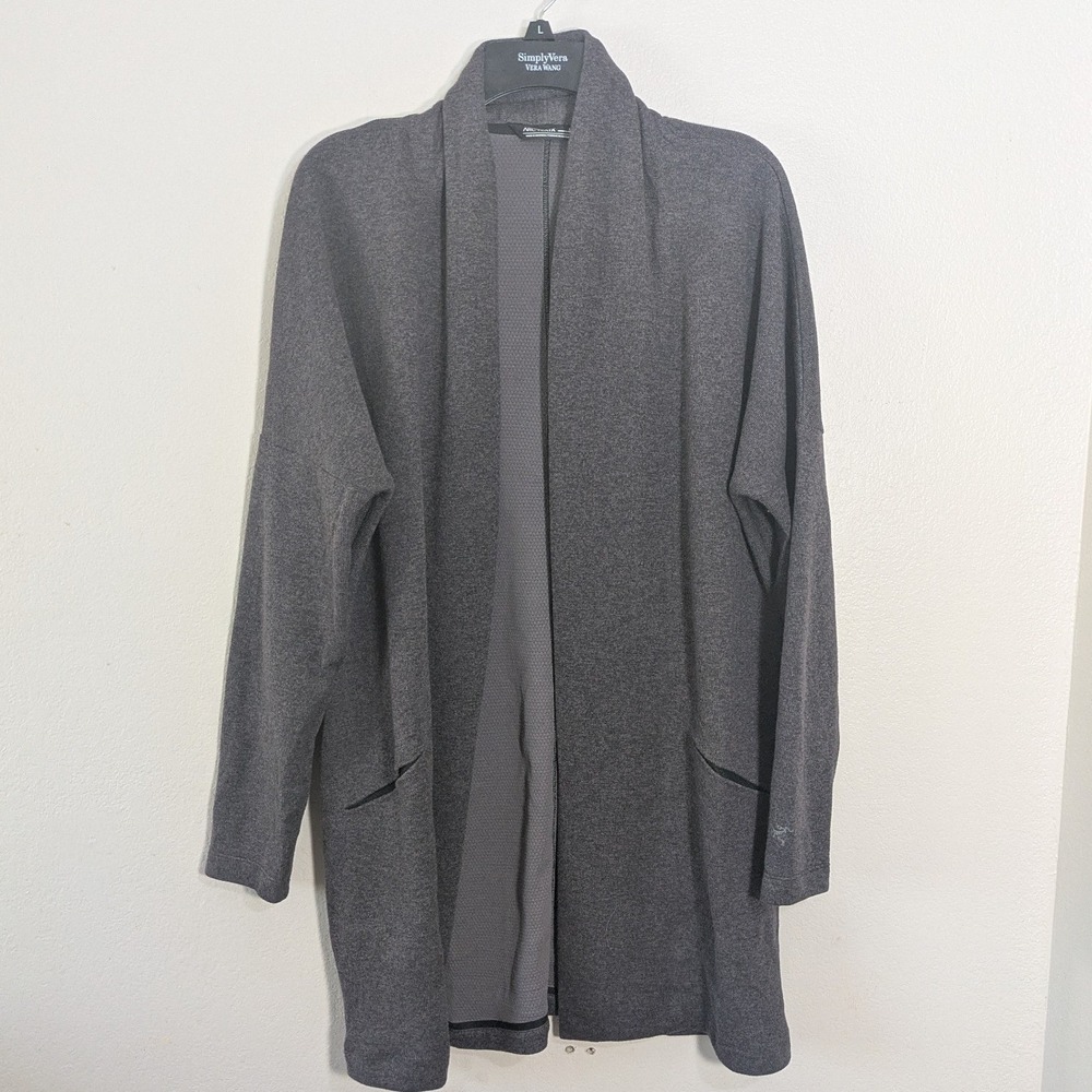 Arc'teryx Laina long grey open-front sweater cardigan size L